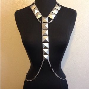 Pyramid Body Chain and Earring Set